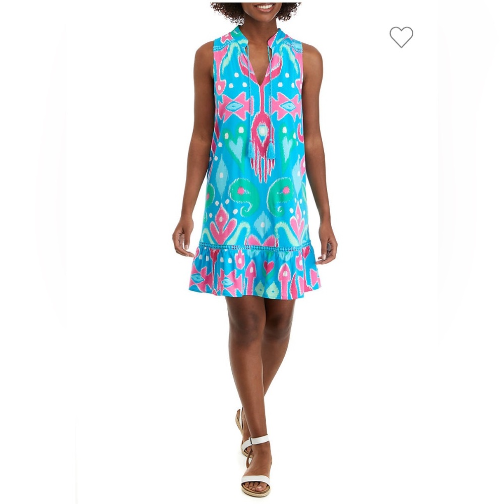 Crown & Ivy Blue and Pink Tropical Coverup Dress